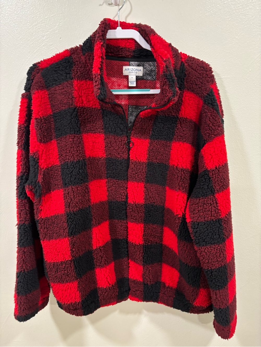 Arizona Jean Company Red & Black Buffalo Plaid Sherpa Quarter-Zip